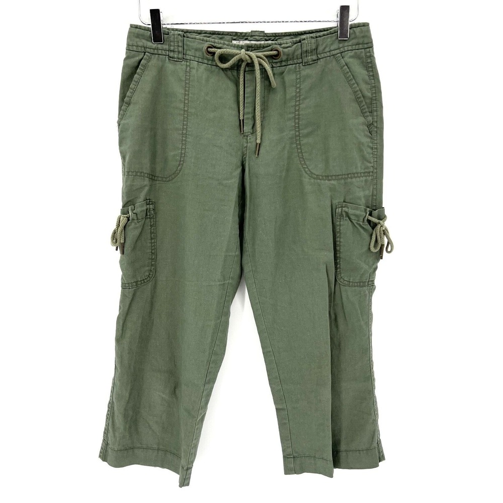 Vintage Y2K Old Navy Capri Pants Size 6 Baggy Cropped Cargo Green Utility Grunge